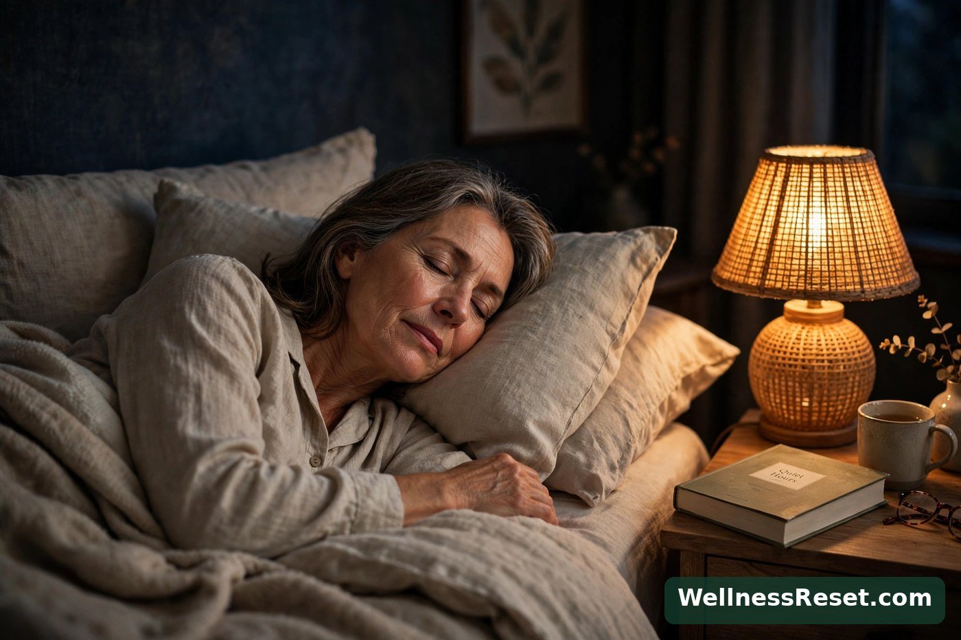 Woman breathing slowly in bed before sleep — Wellness Reset