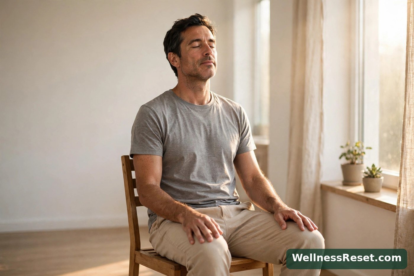 Seated breathing exercise on a chair — Wellness Reset