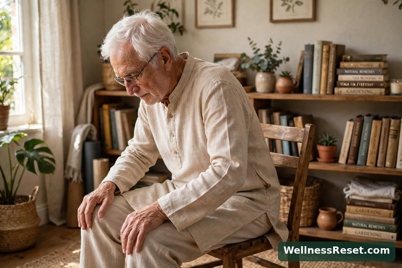 Senior man doing seated cat-cow in chair yoga — Wellness Reset