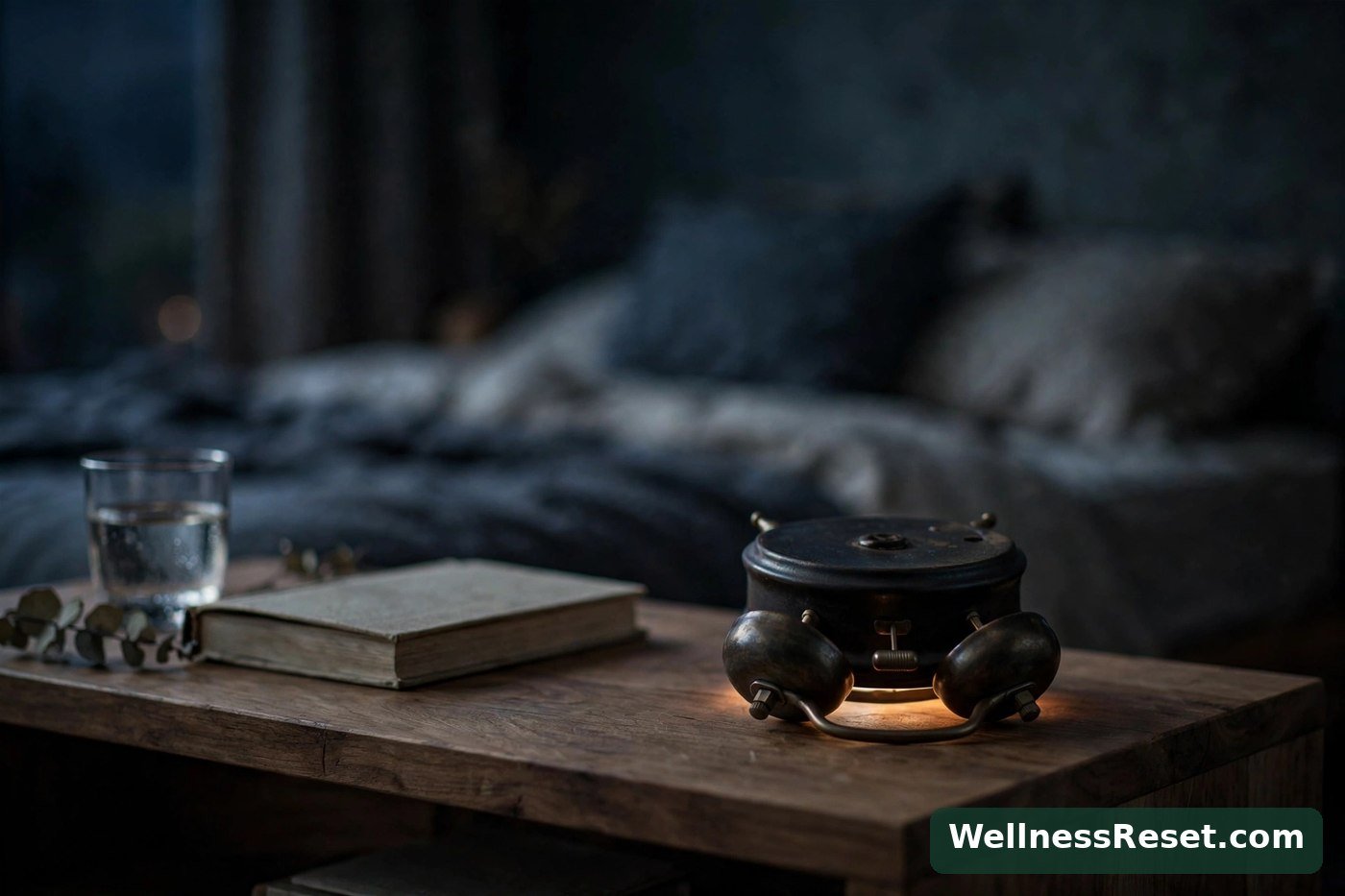 Alarm clock turned face-down on a nightstand — Wellness Reset