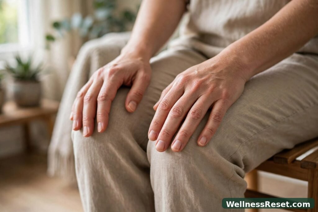 Hands resting on knees during meditation