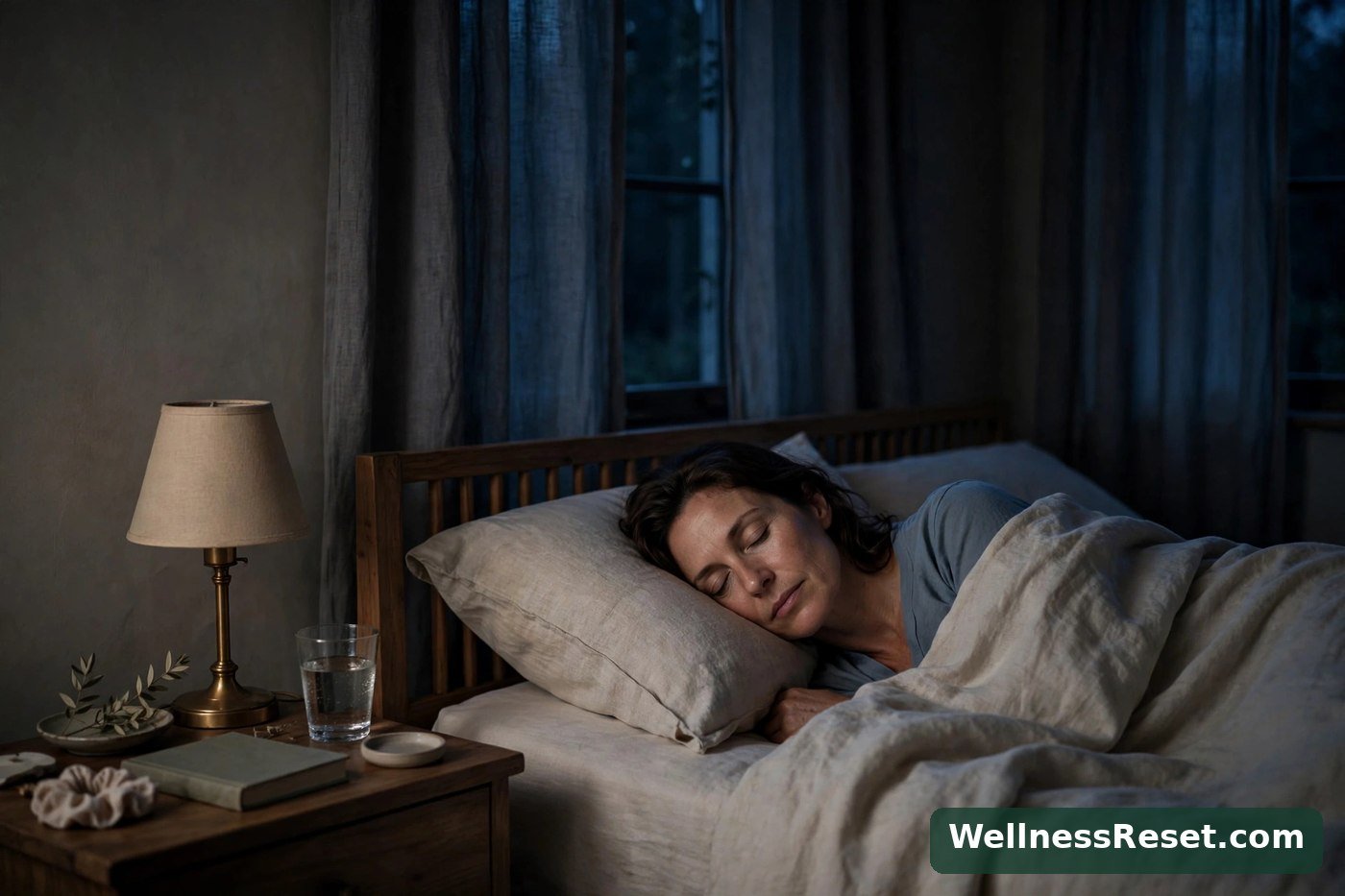 A calm, dark bedroom made for sleep — Wellness Reset